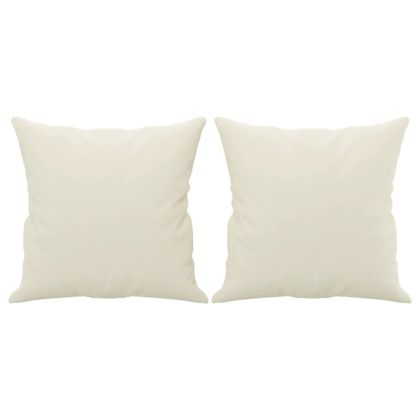 2-местен диван с декоративни възглавници кремав 120 см кадифе