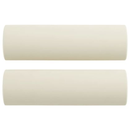 Комплект дивани 3 части с възглавници, кремав, кадифе