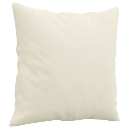 Комплект дивани 3 части с възглавници, кремав, кадифе