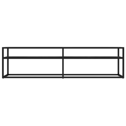 ТВ шкаф, черен мрамор, 160x40x40,5 см, закалено стъкло