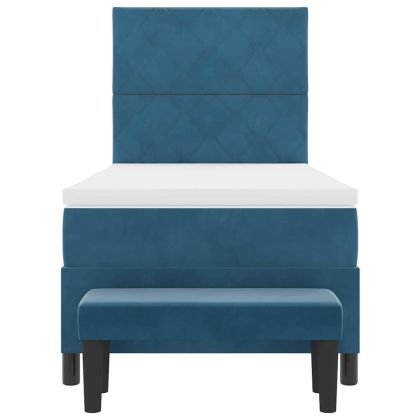 Легло с пружинирана основа Тъмносиньо 90 x 200 cm Кадифе