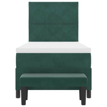 Легло с пружинирана основа Тъмен зелен 100 x 200 cm Кадифе