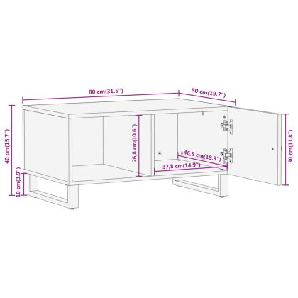Кафе маса, кафява, 80x50x40 см, мангово дърво масив
