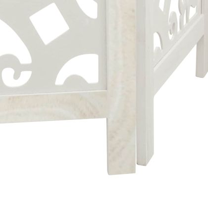 Разделител за стая, 3 панела, бял, дърво пауловния масив