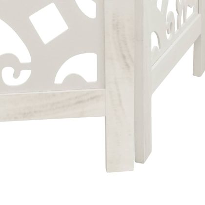 Разделител за стая, 3 панела, бял, дърво пауловния масив