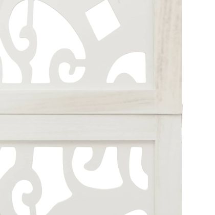 Разделител за стая, 5 панела, бял, дърво пауловния масив