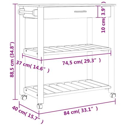 Кухненска количка "MONZA" 84x40x88,5 см борово дърво масив