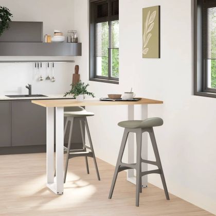 Крака за бар маса, U-образни, 2 бр., бели, 50 x (100-101) см, стомана