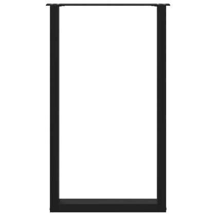 Крака за бар маса, U-образни, 2 бр., черни, 60 x (100-101) см, стомана