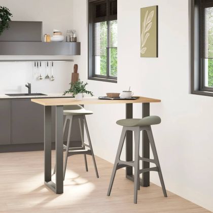 Крака за бар маса, U-образни, 2 бр., антрацит, 60 x (100-101) см, стомана