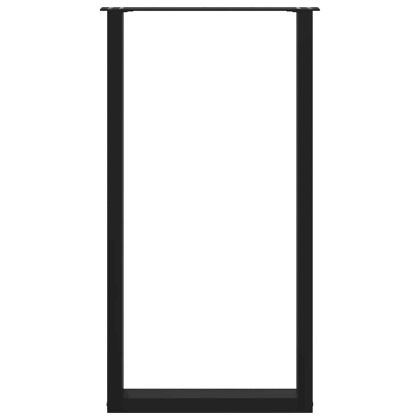 Крака за бар маса, U-образни, 2 бр., черни, 60 x (110-111) см, стомана