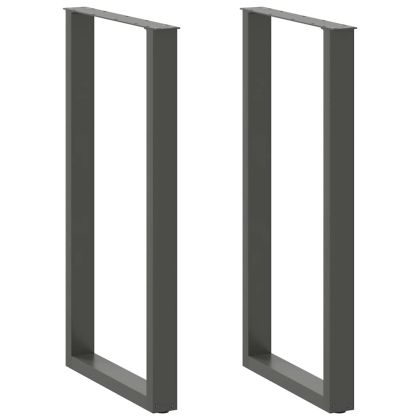 Крака за бар маса, U-образни, 2 бр., антрацит, 60x(110-111) см, стомана