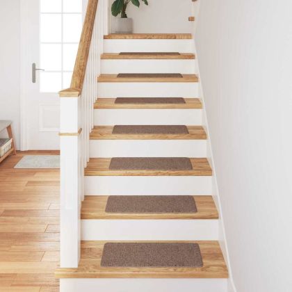 Килимчета против подхлъзване за стълби 15 pcs Кафяво 60 x 25 cm