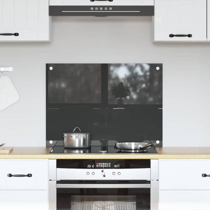 Кухненски заден панел Тъмносив 70 x 50 x 0,6 см закалено стъкло