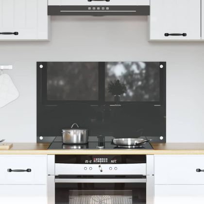 Кухненски заден панел Тъмносив 80 x 50 x 0,6 см закалено стъкло