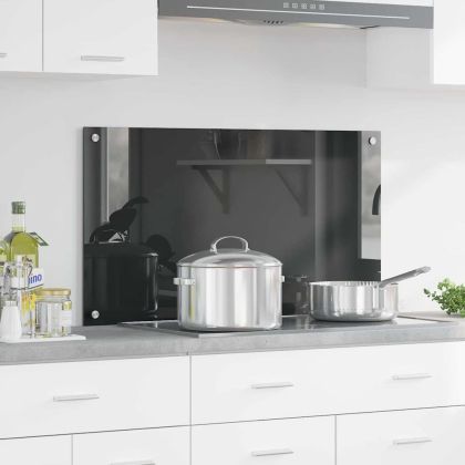 Кухненски заден панел Тъмносив 90 x 50 x 0,6 см закалено стъкло