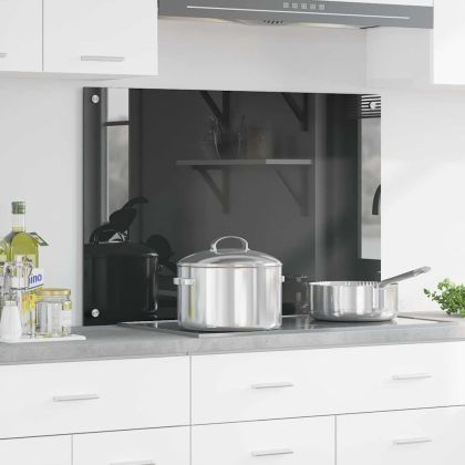 Кухненски заден панел Тъмносив 90 x 60 x 0,6 см закалено стъкло