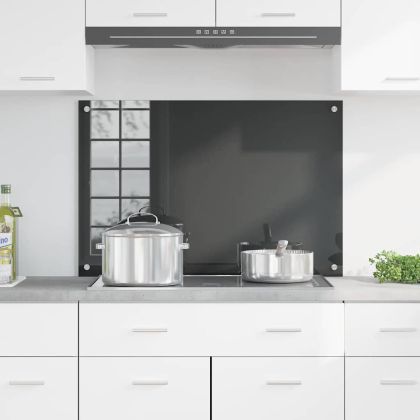 Кухненски заден панел Тъмносив 90 x 60 x 0,6 см закалено стъкло