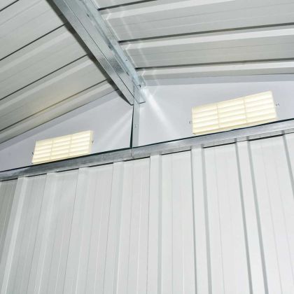 Градинска барака за съхранение, сива, метал, 204x132x186 см