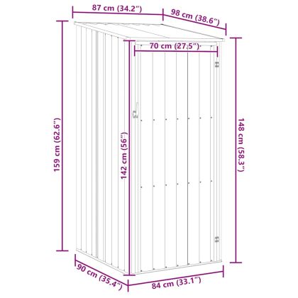 Градинска барака, зелена, 87x98x159 см, поцинкована стомана