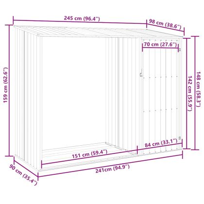 Градински навес кафяв 245x98x159 см поцинкована стомана