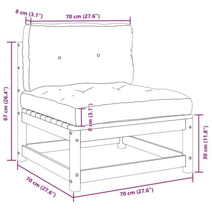 Градински средни дивани с възглавници антрацит, 2 бр, бор масив