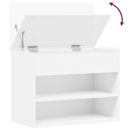 Пейка за обувки, бяла, 60x30x45 см, инженерно дърво