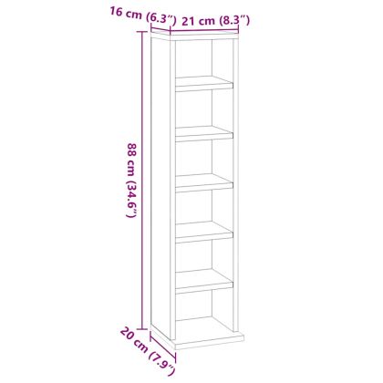 Етажерка за дискове, опушен дъб, 21x20x88 см, инженерно дърво