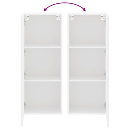 Стенен ТB шкаф, бял, 40,5x30x102 см, инженерно дърво