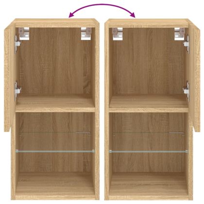 ТВ шкафове с LED осветление 2 бр дъб сонома 30,5x30x60 см