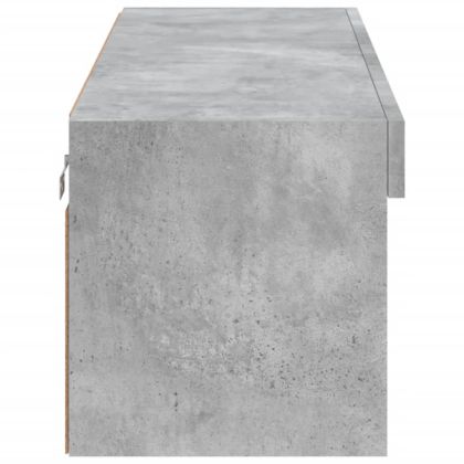 ТВ шкаф с LED осветление, бетонно сив, 100x30x30 см