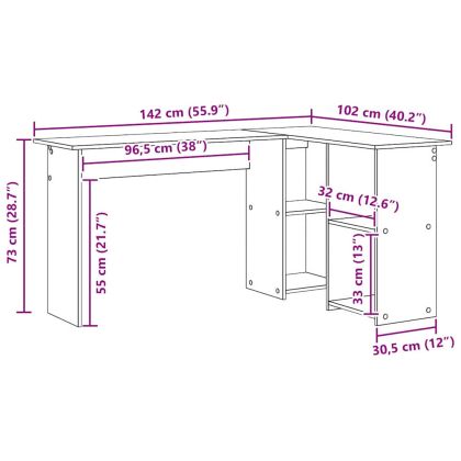 Бюро с рафт Черния дъб 142 x 102 x 73 см Инженерно дърво