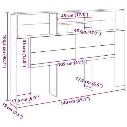 Табла за легло тип шкаф, 160x19x103,5 см, инженерно дърво