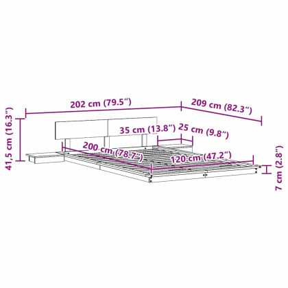 Рамка за легло Кафяво 120 x 200 cm Дърво
