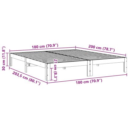 Рамка за легло без матрак, 180x200 см, масивна чамова дървесина