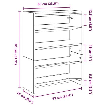 Етажерка за обувки, старо дърво, 60x25x81 см, инженерно дърво