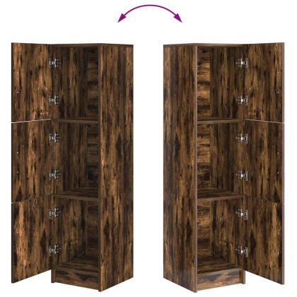 Висок шкаф Опушен дъб 31.5 x 32 x 124 см Инженерно дърво