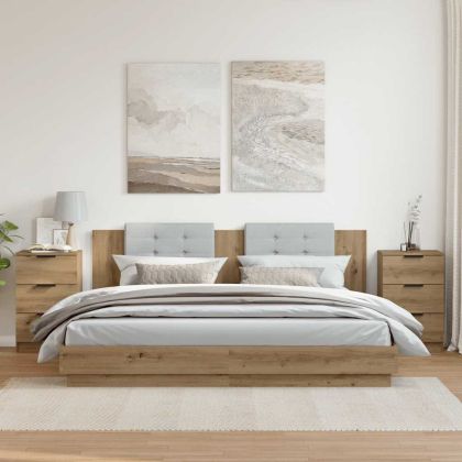 Нощни шкафчета, 2 бр, дъб артизан, 40x36x65 см, инженерно дърво