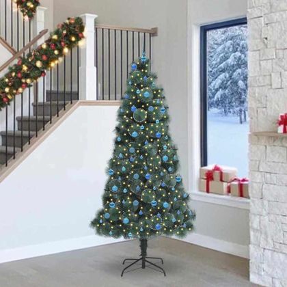 Изкуствен коледен дърво с предварително осветление и комплект топки