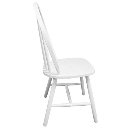 Трапезни столове, 4 бр, бели, каучуково дърво масив