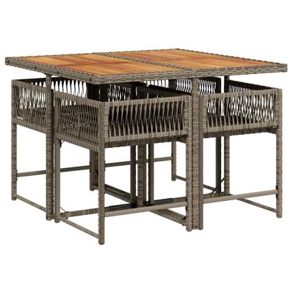 Градински трапезен комплект 5 части с възглавници сив полиратан