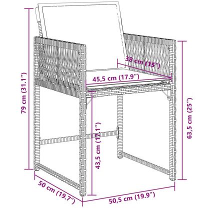 Градински трапезен комплект 5 части с възглавници сив полиратан