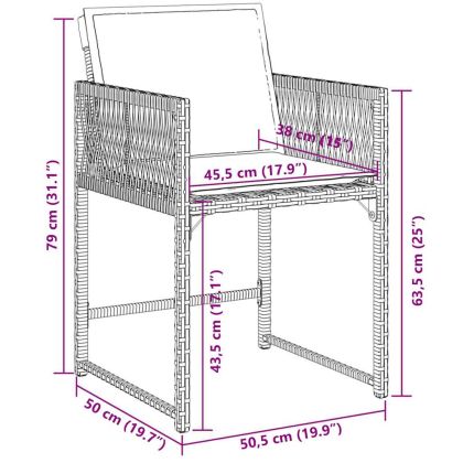 Градински трапезен комплект 7 части с възглавници сив полиратан