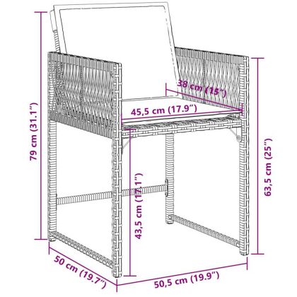 Градински комплект от 13 части с възглавници сив полиратан