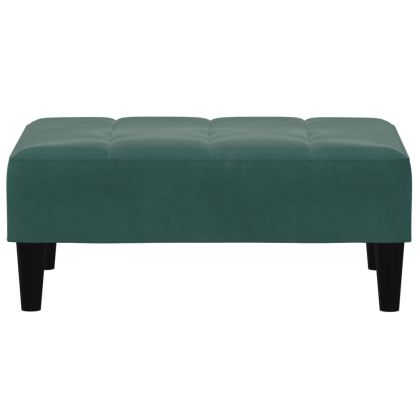 2-местно разтегателно канапе с табуретка, тъмнозелено, кадифе