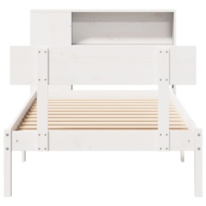 Легло с етажерка за книги, без матрак, 90x200 см, бор масив