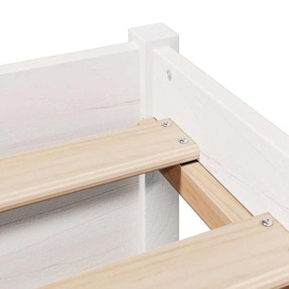 Легло с рафтове за книги, без матрак, бял, 90x190 см, бор масив