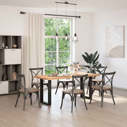 Крака за трапезна маса, U-образни, 2 бр., черни, 50 x (72-73) см, стомана