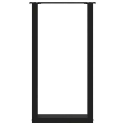 Крака за бар маса, U-образни, 2 бр., черни, 40 x (90-91) см, стомана