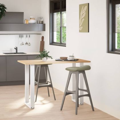 Крака за бар маса, U-образни, 2 бр., бели, 40x(90-91) см, стомана